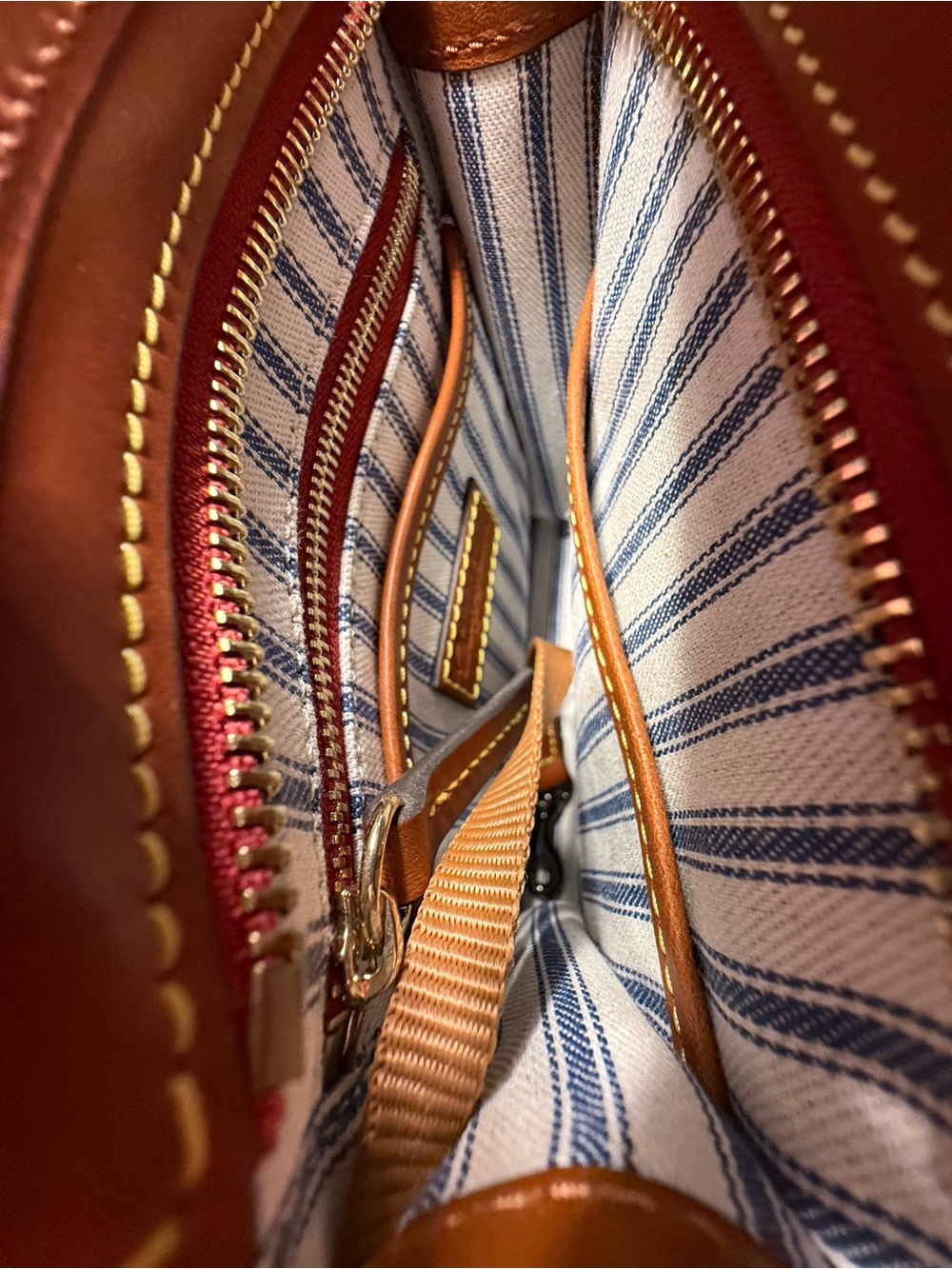 Dooney & Bourke Khaki and Tan Leather-Trim Messenger - Picture 7 of 16